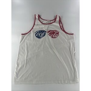 Coca Cola Tank Top‎ Mens 2X White Shirt Causal Beach Summer Sunglasses Logo